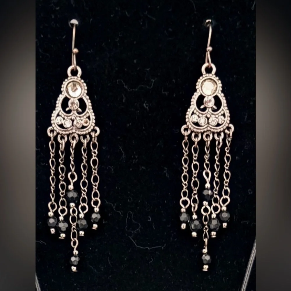 Silver Chandelier Necklace and Earring Set